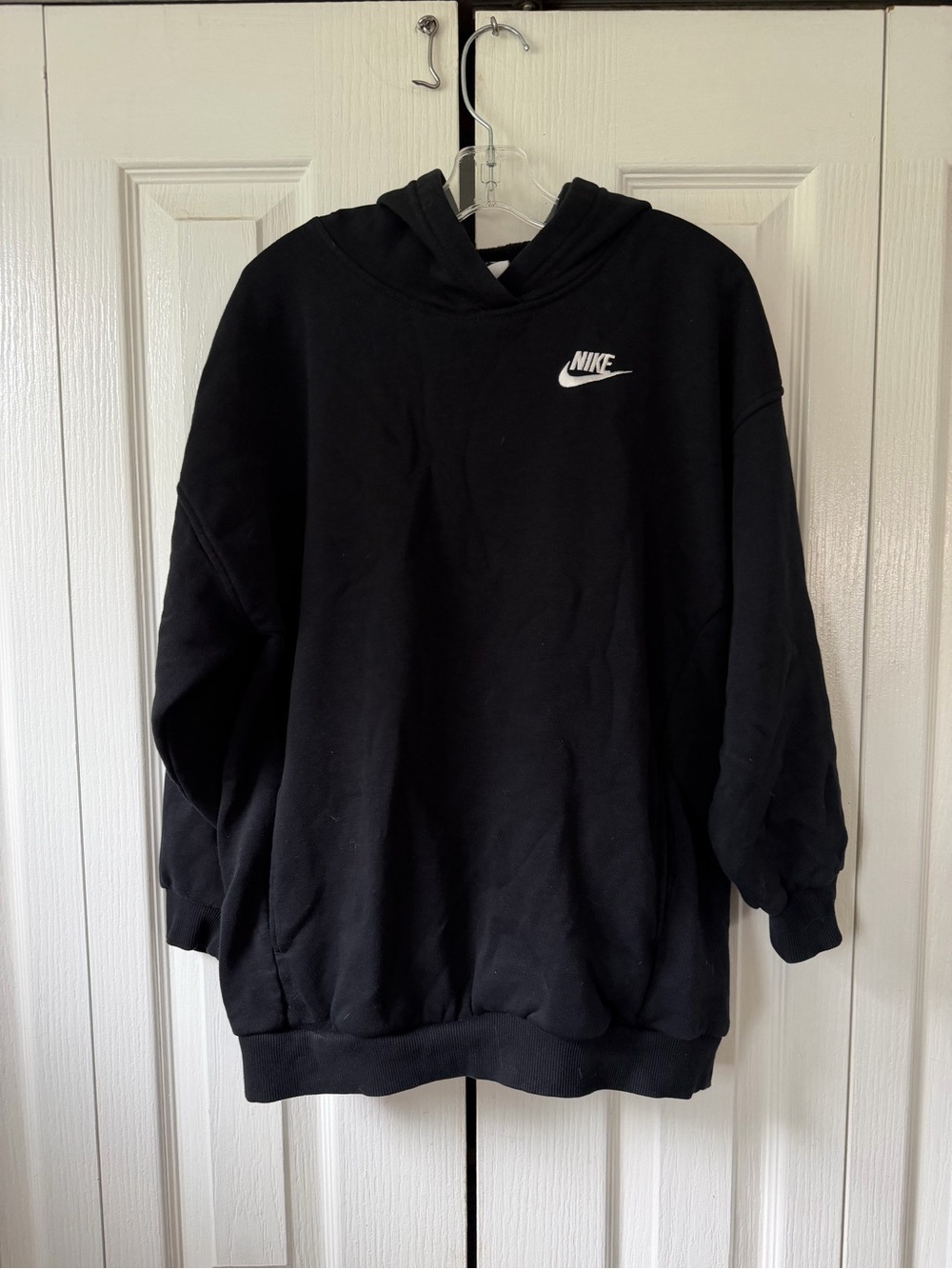 Nike Black Crewneck Hoodie with White Swoosh
